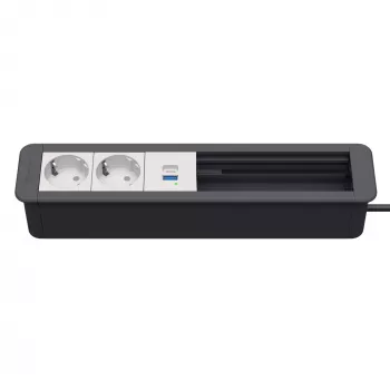 Kindermann CP Office Frame 6-kertainen 2x virta ja 1x USB-lataus, hopea