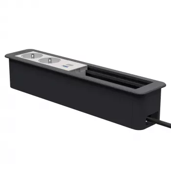 Kindermann CP Office Frame 6-kertainen 2x virta ja 1x USB-lataus, hopea