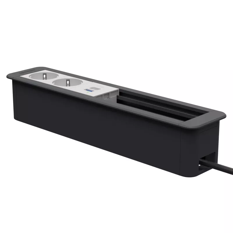 Kindermann CP Office Frame 6-kertainen 2x virta ja 1x USB-lataus, hopea