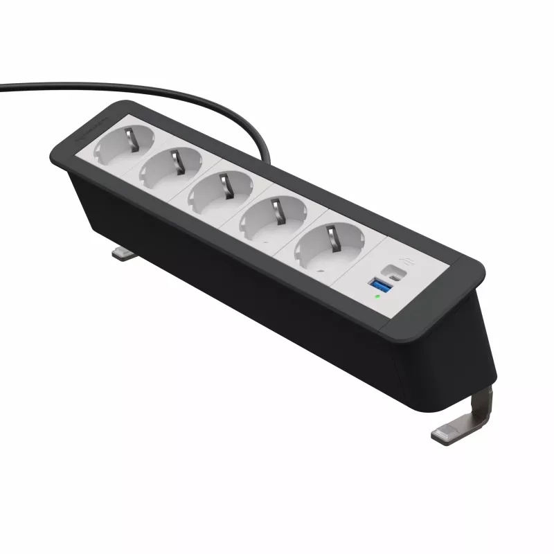 Kindermann CP Office Desk -pistorasia 5x Schuko 1x USB-A 3 m musta