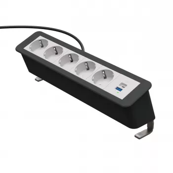 Kindermann CP Office Desk 6-osainen 5x Schuko 1x USB-C PD 60W -pistorasia kiinnikkeellä