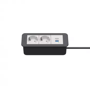 Kindermann CP Office Frame 3-kertainen 2x Schuko 1x USB-C PD pöytäliitäntämoduuli