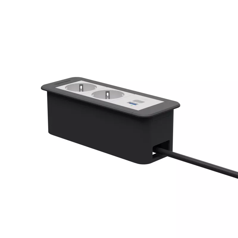 Kindermann CP Office Frame 3-kertainen 2x Schuko 1x USB-C PD pöytäliitäntämoduuli