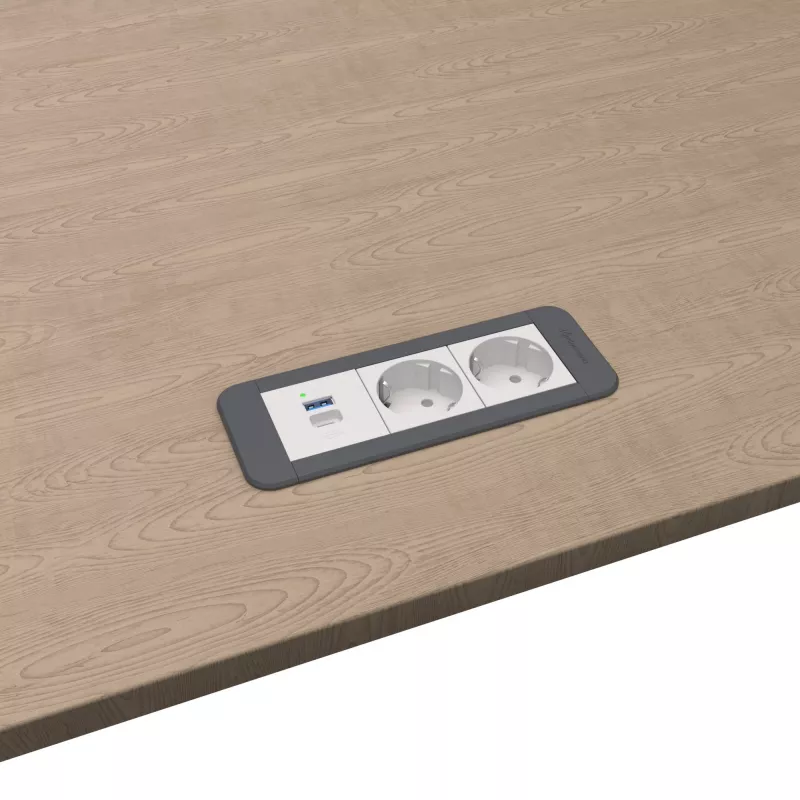 Kindermann CP Office Frame 3-kertainen 2x Schuko 1x USB-C PD pöytäliitäntämoduuli