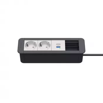 Kindermann CP Office Frame 4-osainen 2x Schuko 1x USB-C PD -työpöytävirta- ja datamoduuli