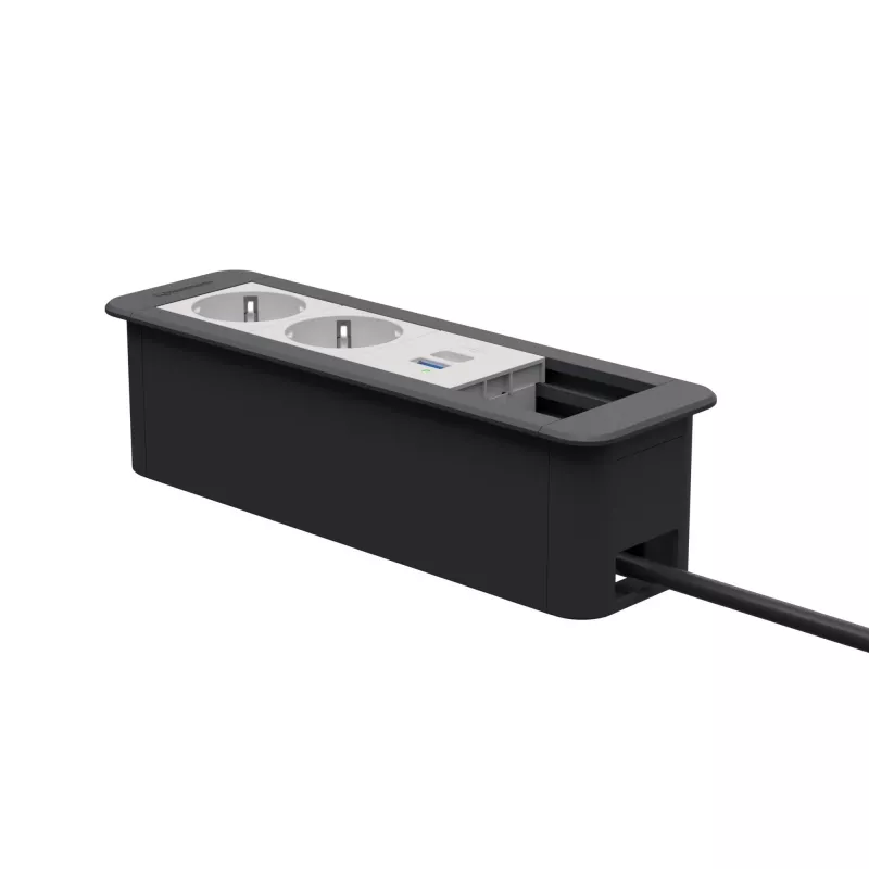 Kindermann CP Office Frame 4-kertainen 2x Schuko 1x USB-C PD pöydän virta- ja datamoduuli