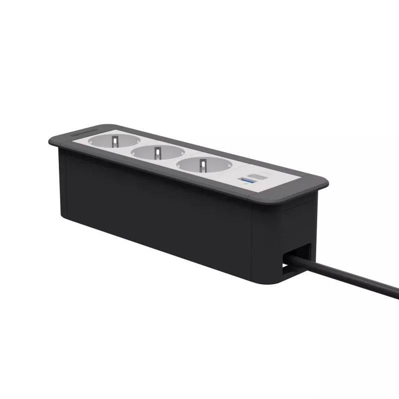 Kindermann CP Office Frame 4-kertainen 3x Schuko 1x USB-C PD pöytäliitäntämoduuli