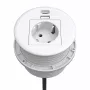 Kindermann CablePort Table White (STS-R90-2 valkoinen) - pöytäliitäntäpaneeli 2x Schuko-pistorasialla