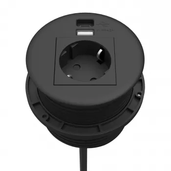 Kindermann CablePort -pöytä musta (STS-R90-2 blac) - pöytäliitäntäpaneelin kotelo
