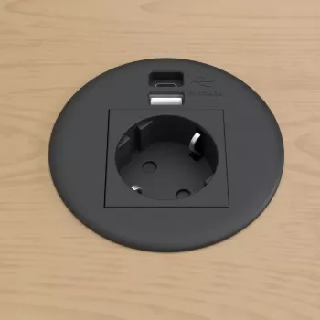Kindermann CablePort -pöytä musta (STS-R90-2 blac) - pöytäliitäntäpaneelin kotelo