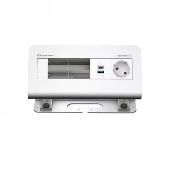 Kindermann CablePort desk 4-kertainen 1x Schuko-pistorasia 1x USB-A-lataus hopea