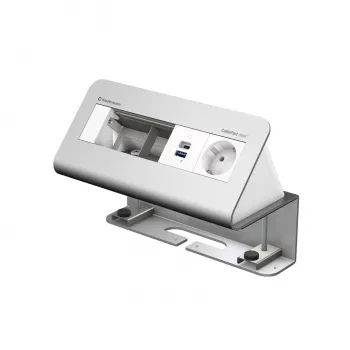 Kindermann CablePort desk 4-kertainen 1x Schuko-pistorasia 1x USB-A-lataus hopea