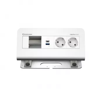 Kindermann CablePort desk² 4-fach 2x virta 2x USB -pöytäliitäntämoduuli, alumiini