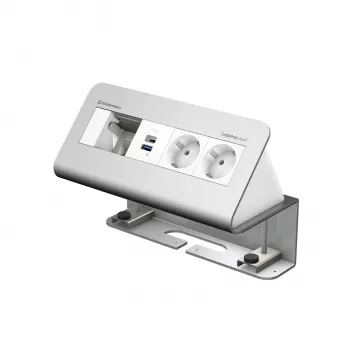Kindermann CablePort desk² 4-fach 2x virta 2x USB -pöytäliitäntämoduuli, alumiini