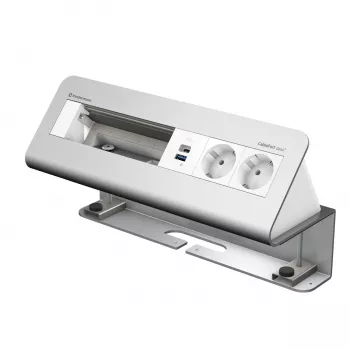Kindermann CablePort desk² 6-fach 2x USB-lataus -pöytäkiinnitysmoduuli hopea/musta