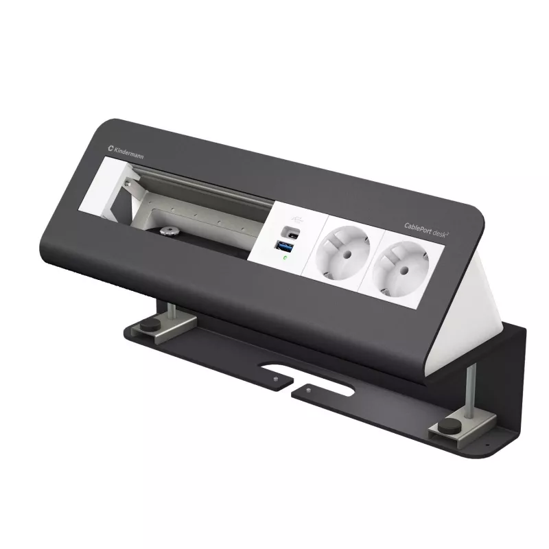 Kindermann CablePort desk² 6-fach 2x pistorasia USB -pöytäkiinnitysmoduuli