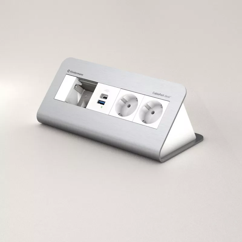 Kindermann CP desk 80 4-paikkainen 2x virta USB työpöydän liitäntäpaneeli