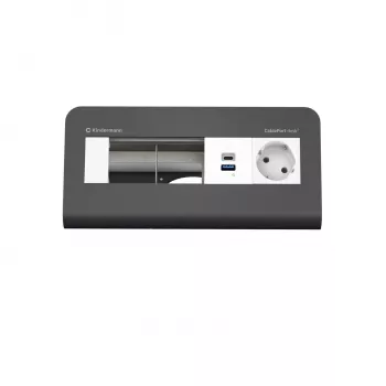 Kindermann CP desk² 80 4-fach -pöytäliitäntäpaneeli, jossa 1x virta ja 1x USB-A, hopea/musta