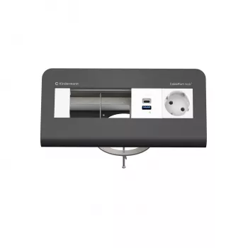 Kindermann CP desk² 80 4-fach -pöytäliitäntäpaneeli, jossa 1x virta ja 1x USB-A, hopea/musta