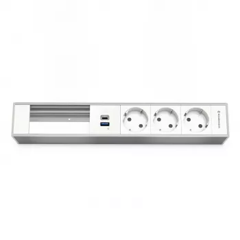 Kindermann 6-fach-moduulikannatin, jossa 3 pistorasiaa ja USB-lataustoiminto (7449001333)