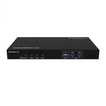 Kindermann KVM Switch 41C - 4-porttinen digitaalinen KVM-kytkin DVI-D:llä, USB:llä, äänellä, EDID-emuloinnilla