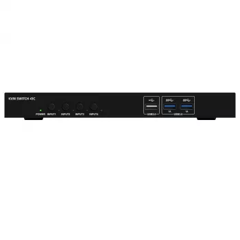 Kindermann KVM Switch 41C - 4-porttinen digitaalinen KVM-kytkin DVI-D:llä, USB:llä, äänellä, EDID-emuloinnilla