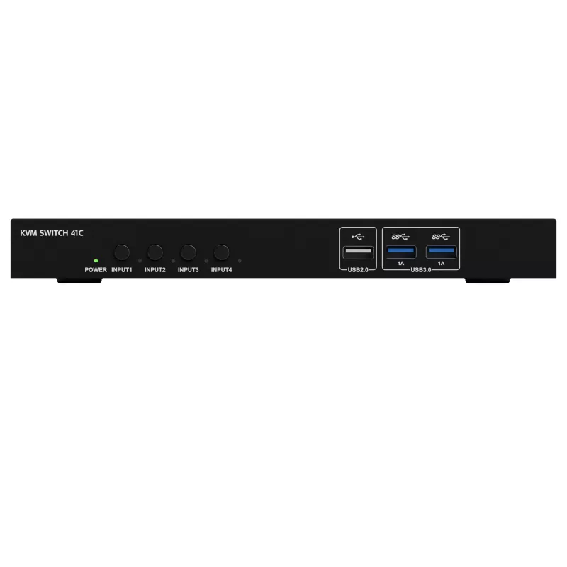 Kindermann KVM Switch 41C - 4-porttinen digitaalinen KVM-kytkin DVI-D:llä, USB:llä, äänellä, EDID-emuloinnilla