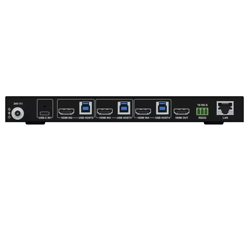 Kindermann KVM Switch 41C - 4-porttinen digitaalinen KVM-kytkin DVI-D:llä, USB:llä, äänellä, EDID-emuloinnilla