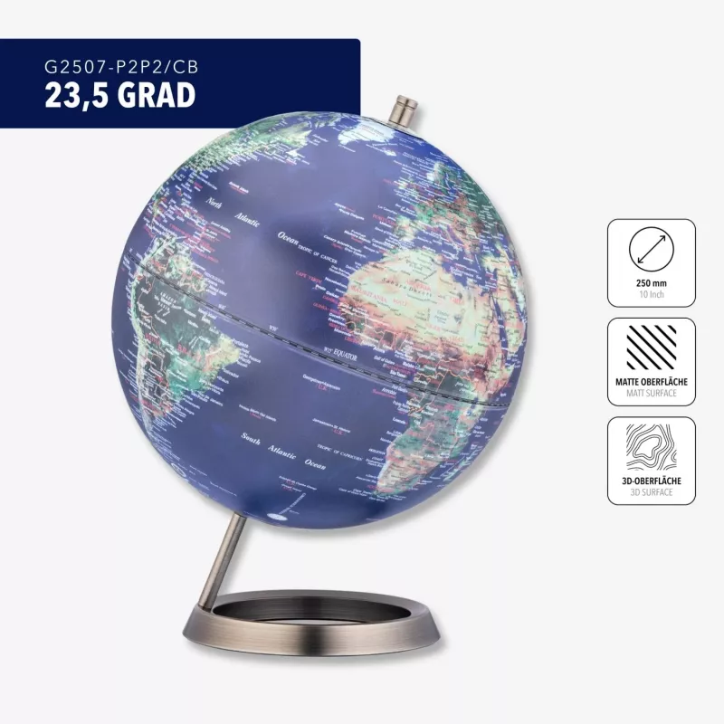 TROIKA Globe 23.5 Degrees (G2507-P2P2/CB) - pöytämaapallo paperipaino, kromijalusta, 60mm