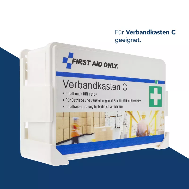 First Aid Only Seinäkiinnike ensiapulaatikolle C, esiporatut reiät, valkoinen/harmaa