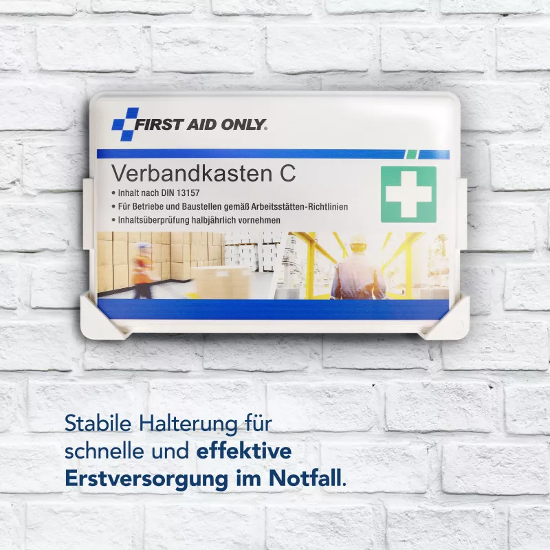 First Aid Only Seinäkiinnike ensiapulaatikolle C, esiporatut reiät, valkoinen/harmaa