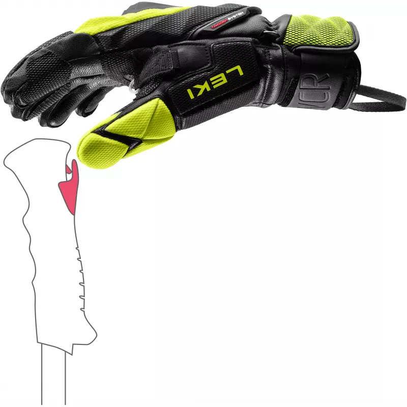 LEKI WCR Venom SL 3D laskettelukilpakäsineet musta-keltainen koko 8.0