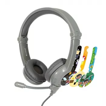 BUDDYPHONES Galaxy Grey pelikuulokkeet lapsille 3 vuodesta alkaen, 85 dB