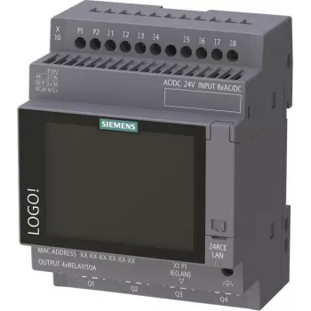 Siemens LOGO! 24 RCE logiikkamoduuli näytöllä, 24V AC/DC, 8 digitaalituloa, 4 relelähtöä, Ethernet