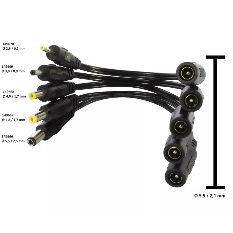 ALLNET vara-virtalähde ontto liitin - ontto pistoke -adapterilla 2,1mm - 0,7mm