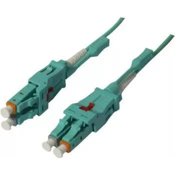SYNERGY21 kuitu-patchkaapeli 10m LC-LC Duplex OM3 Uniboot käännettävä Push/Pull 2mm LSZH aqua
