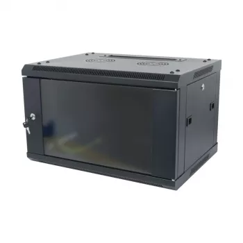 ALLNET SMA-sarja 19 tuuman seinäkotelo 6U yksiosainen 450 mm syvyys musta Flat Pack