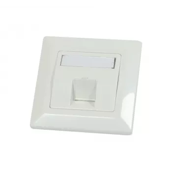 Synergy 21 Keystone-moduulikannatin uppoasennus- peitelevy 1x TP-moduulille, puhtaanvalkoinen, neliömäinen ulkokehys (S216322V2)