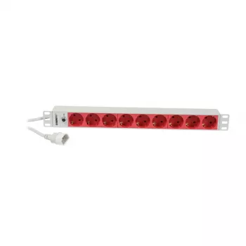Synergy 21 ALLNET 19 tuuman 1U virtakiskio 9x Schuko-pistorasiaa CEE7 IEC C14 -pistokkeella 10A 2m musta