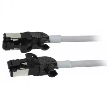Synergy21 verkkokaapeli RJ45, CAT6A 500MHz, 0,5m, harmaa, S/FTP, Slimline pyöreä d=4,5mm, TPE/LSZH (Superflex), AWG28, CAT7-liittimillä, kääntyvä liitin