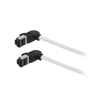 Synergy21 verkkokaapeli RJ45, CAT6A 500MHz, 0,25m, valkoinen, S/FTP, Slimline pyöreä d=4,5mm, TPE/LSZH (Superflex), AWG28, CAT7-liittimellä, kääntyvä liitin
