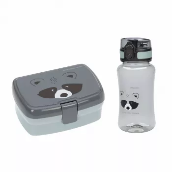 Lassig About Friends Raccoon eväsrasia & Tritan-juomapullo setti 460 ml