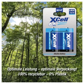 XCell Performance Alkaline LR20 Mono D -paristo 2 kpl:n pakkaus - 1,5V
