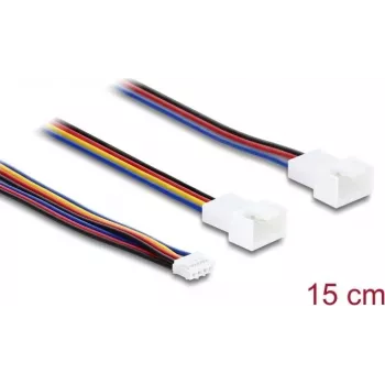 Delock Y-tuulettimen kaapeli 1 x JST PH 4-pin PWM naarasliitin urosliittimeen + 4-pin (3 pinniä kytketty) urosliitin 15 cm