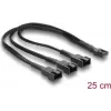 Delock tuulettimen kaapelin jakaja 1 x 4-pin PWM naaras-uros + 2 x 4-pin (3 pinniä kytketty) uros punotulla suojuksella 25 cm musta