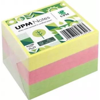 UPM Notes Brillant-liimalaput 75x75mm 100 arkkia per lohko 6 lohkoa sekoitetut värit