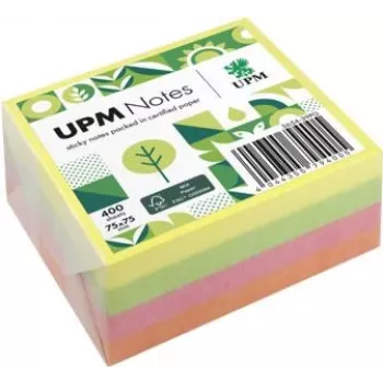 UPM Notes Brilliant Mix -liimalaput 400 arkkia keltainen pinkki vihreä 76x76mm 3 lohkoa