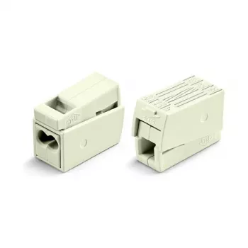 WAGO 224-112 2-johdin kompakti jatkoliitin, 400V, 24A, 1-2,5mm², Push-in, valkoinen/läpinäkyvä