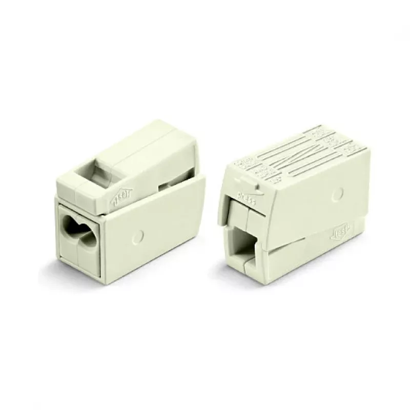 WAGO 224-112 2-johdin kompakti jatkoliitin, 400V, 24A, 1-2,5mm², Push-in, valkoinen/läpinäkyvä