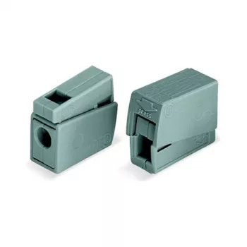WAGO 224-101 1-johdin 2-kertainen Push-in CAGE CLAMP liitin, 400 V, 24 A, 0,5-2,5 mm², läpinäkyvä/harmaa